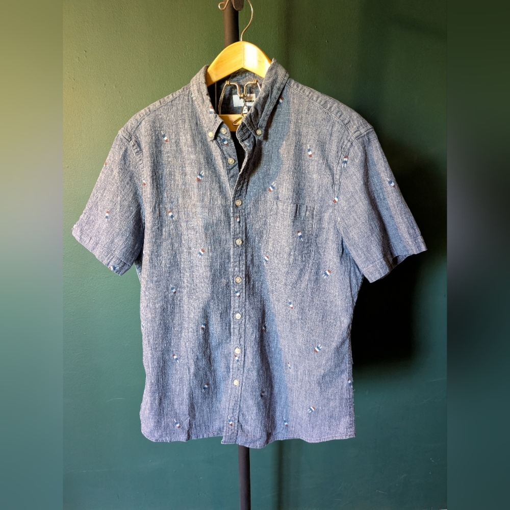 Men's Sonoma Denim Popsicle Design Short Sleeve Button Up Shirt, Size XL